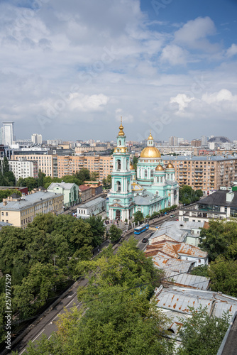 Moscow, Russia - July 20, 2018: Epiphany Cathedral at Yelokhovo, is the vicarial church of the Moscow Patriarchs