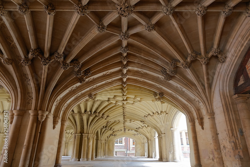 The vaulted undercroft of Lincoln's Inn Chapel in London