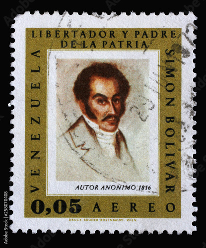 Stamp printed in Venezuela shows Simon Bolivar, circa 1968.