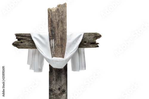 Easter cross isolated on white. He is risen concept.