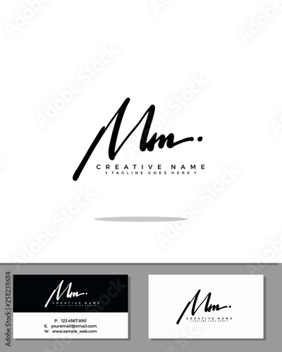 M MM initial handwriting logo template vector. signature logo concept
