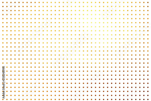 Shinning golden polka dots dynamic digital texture pattern abstract on white background. Graphic element for print and design.