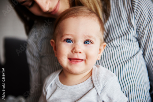 Portrait of smiling, adorable baby