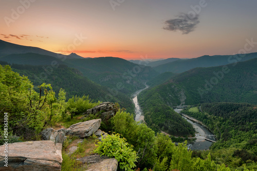 Spring mountain / Panoramic view of a spring forest and meanders of Arda river near Kardzhali, Bulgaria