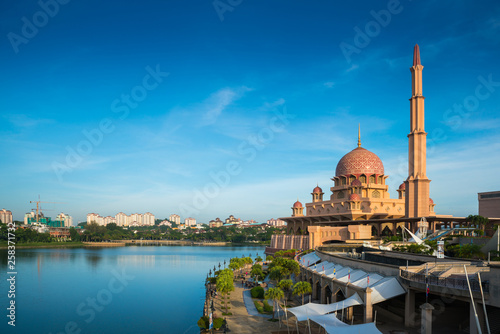 Putra Mosque or pink masjid in Putrajaya, Malaysia.