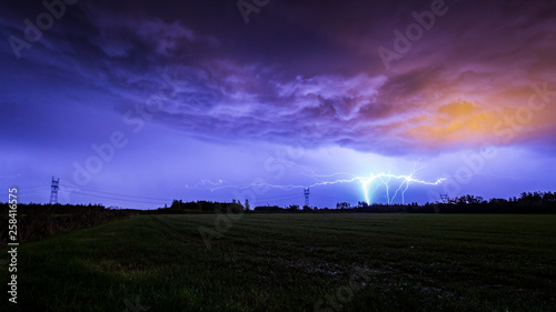 Ground to cloud GC lightning flash against a dramatic storm sky