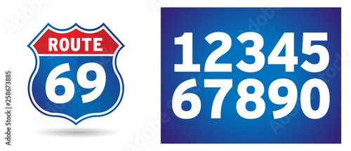 US Route shield with numbers separated 