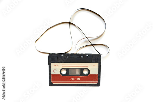 retro or vintage audio cassette tape isolated