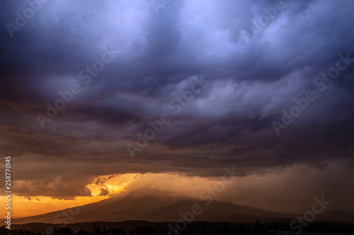 popocatepetl sunset, storm