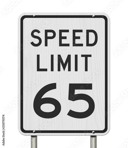 US 65 mph Speed Limit sign