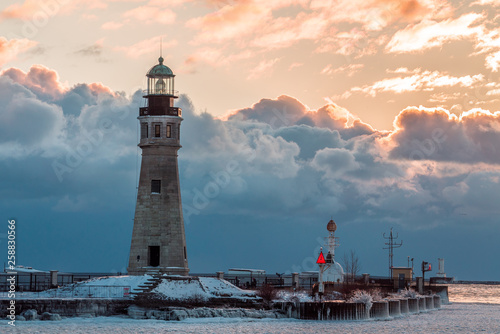 1833 lighthouse at sunset