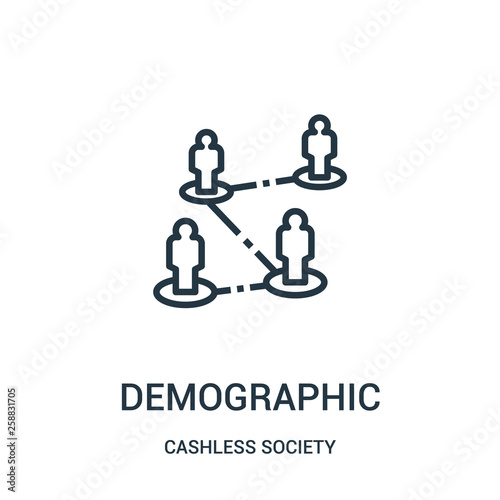 demographic icon vector from cashless society collection. Thin line demographic outline icon vector illustration.