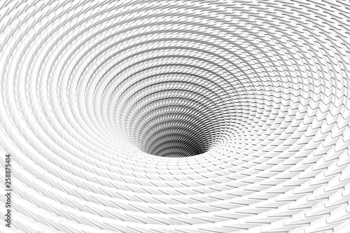 Black hole vortex black and white abstract background 3D illustration