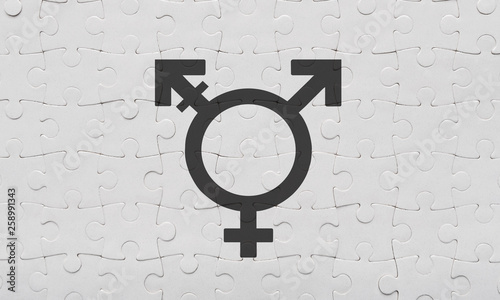 Transgender symbol on white abstract jigsaw puzzle