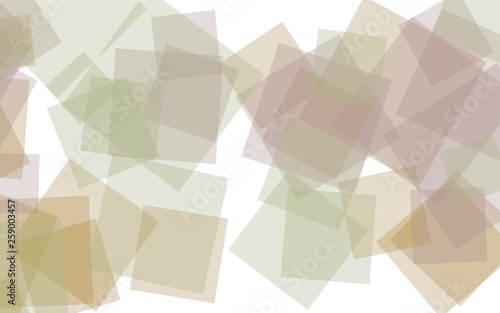 Multicolored translucent squares on white background. 3D illustration