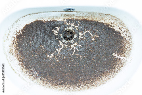 Sink jammed with coffee