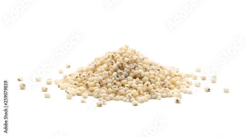 Pile of sorghum rice isolated on white background