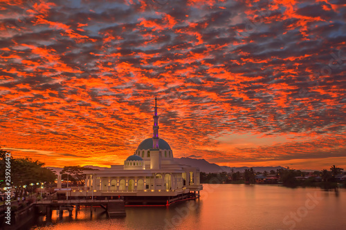 sunset over the sarawak river in kuching sarawak