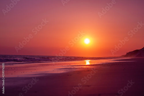 sunset on an empty beach