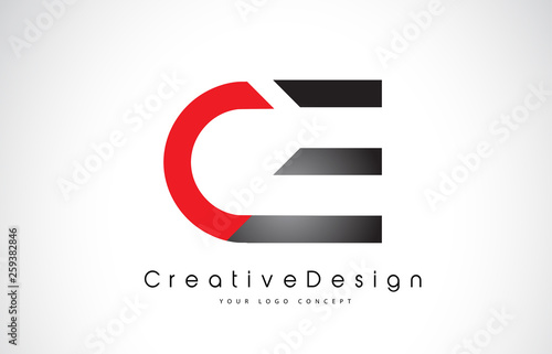 Red and Black CE C E Letter Logo Design. Creative Icon Modern Letters Vector Logo.