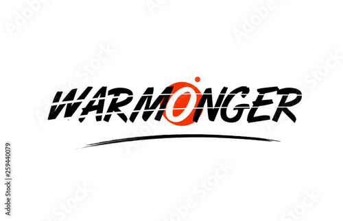 warmonger word text logo icon with red circle design