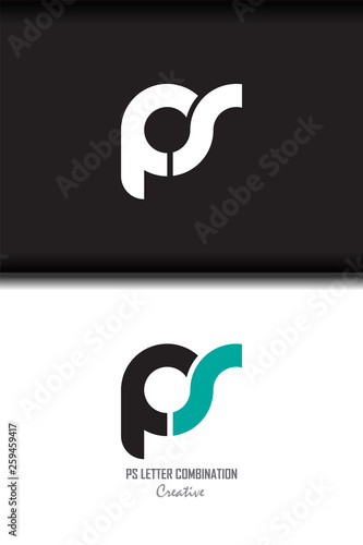 ps p s circle lowercase design of alphabet letter combination with infinity suitable as a logo for a company or business - Vector