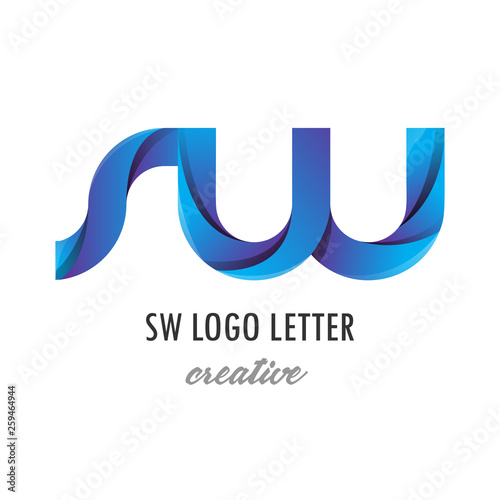 sw s w circle lowercase design of alphabet letter combination with infinity suitable as a logo for a company or business - Vector