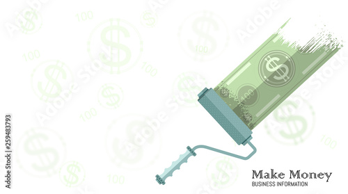 Concept business background with banknotes draw by platen