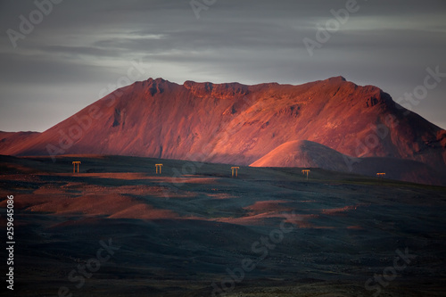 Sunset near Namafjall (Krafla region) in Iceland