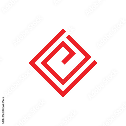 abstract letters ce geometric square logo vector