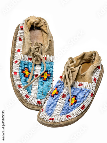 Pearl-embroidered moccasins of the North American Indians