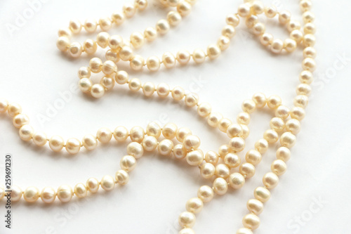 .pearl beads on a white background. ..