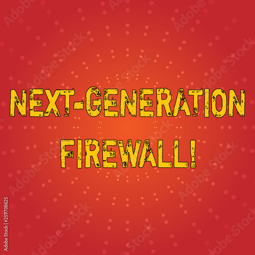 Text sign showing Next Generation Firewall. Business photo text combining firewall with other network filtering Sunburst with Blank Center Space and Halftone Dotted Extended Beam Lines