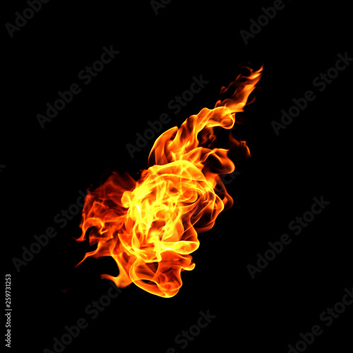 Fire flames collection isolated on black background