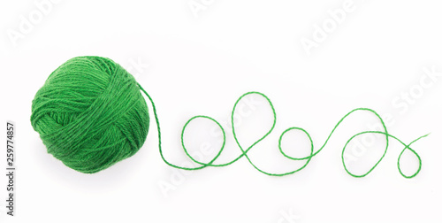 Ball of yarn on the white background