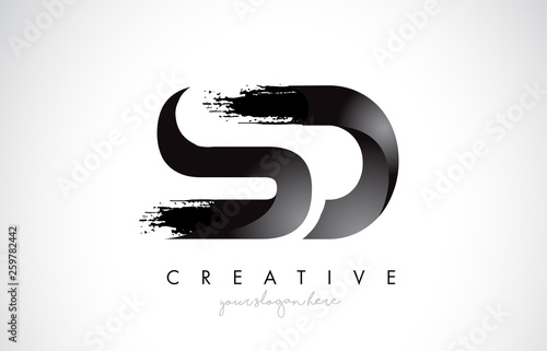 SD Letter Design with Brush Stroke and Modern 3D Look.