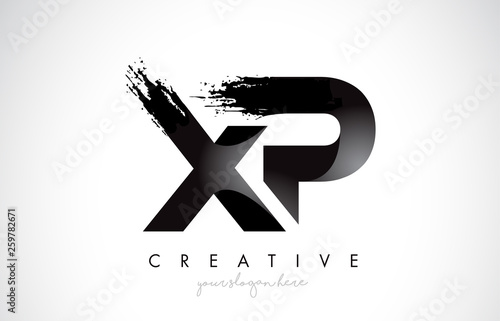 XP Letter Design with Brush Stroke and Modern 3D Look.