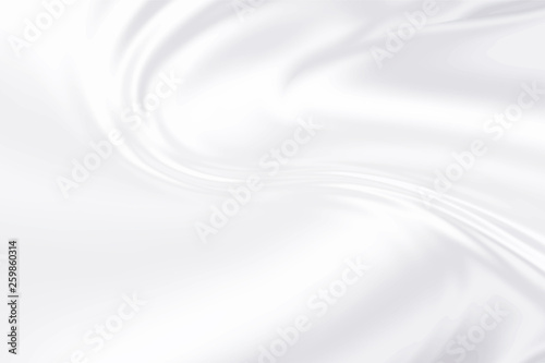 Smooth elegant white satin fabric background. Textile texture. Vector illustration