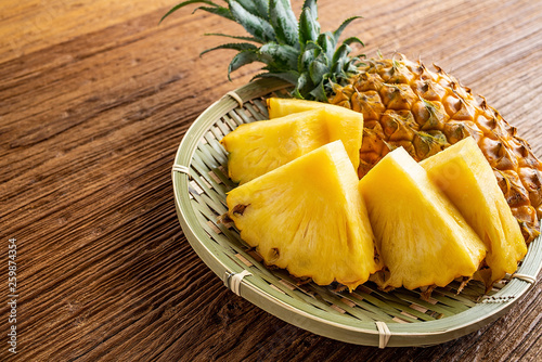 Fresh and delicious pineapple fruit slice platter