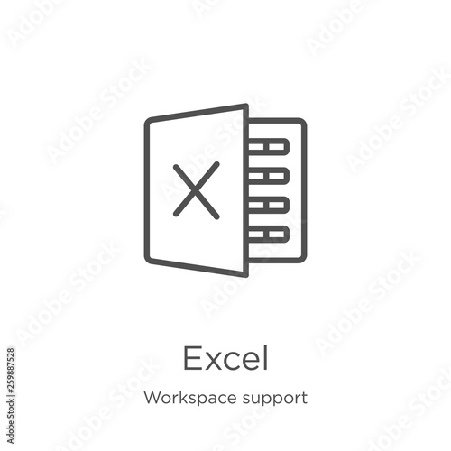 excel icon vector from workspace support collection. Thin line excel outline icon vector illustration. Outline, thin line excel icon for website design and mobile, app development