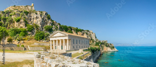 Corfu, Kerkyra Saint George Church inside the old fortress on the seashore.