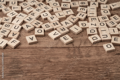 alphabets on wooden cubes as a background