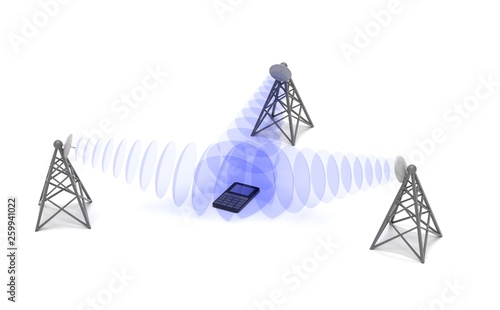 Cellular mobile equipments location, conceptual abstract 3d illustration