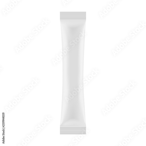 Stick sachet mockup isolated on white background - front view. Vector illustration