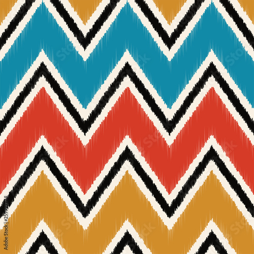 seamless retro multicolored fabric wide chevron wave textile pattern