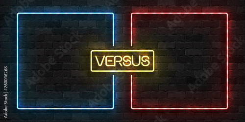 Vector realistic isolated neon sign of Versus frames logo for template decoration and covering on the wall background.