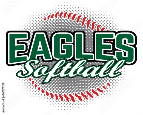 Eagles Softball Design is a team design template that includes a softball graphic and overlaying text. Great for advertising and promotion for teams or schools.