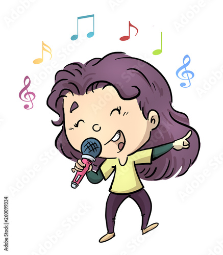 niña cantando con microfono