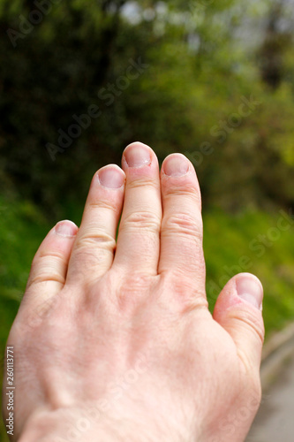 Caucasian man doing the Roman salute