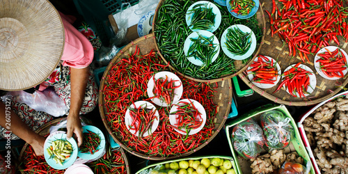 Basket of dried chili pepper